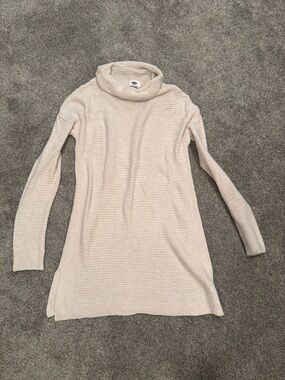 Old Navy Cream Striped Cowl Neck Sweater Dress